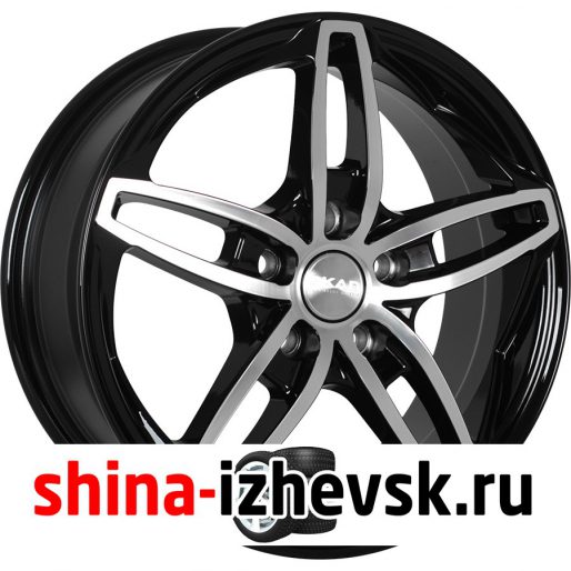 Колесный диск СКАД Турин 7xR17 5×100 ET48 DIA56.1 черный глянцевый с полированной лицевой поверхностью в Ижевске